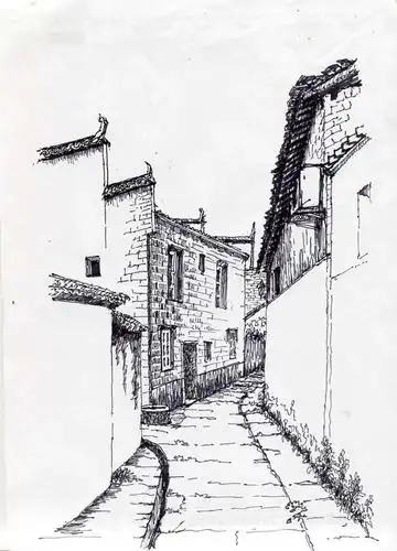 建筑风景速写打卡作业