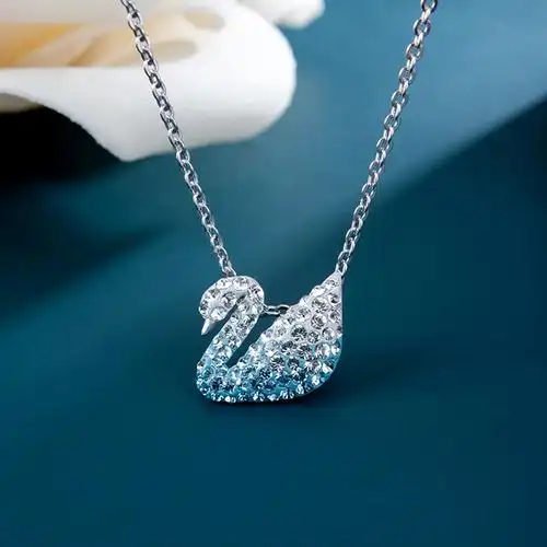 施华洛世奇swarovski小号渐变蓝天鹅水晶项链5512094