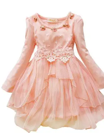 2018新款宝宝春秋公主裙子儿童装长袖蓬蓬纱裙洋气 4022春秋款粉色