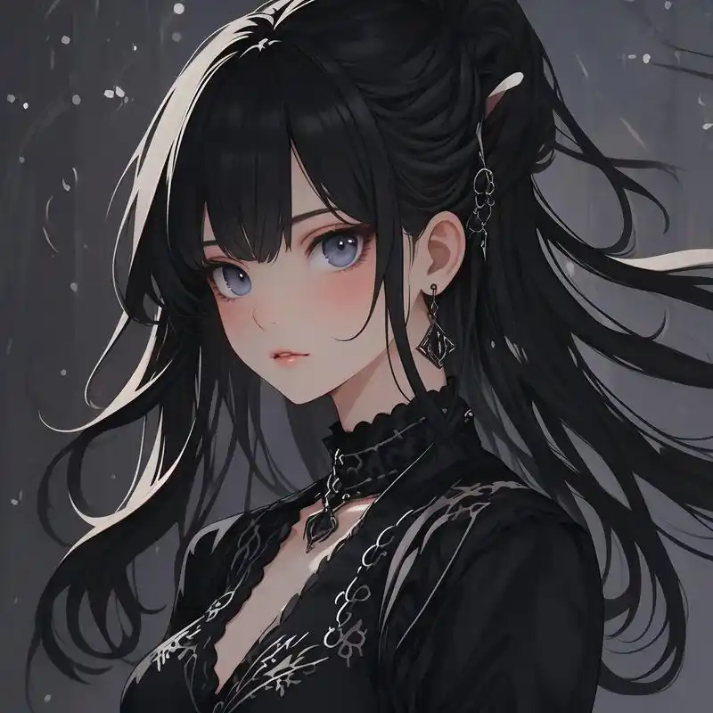 94黑色动漫风女生头像92 探索黑暗与神秘的交融,这些黑色动漫风格