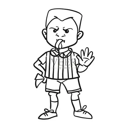 裁判白色矢量条纹竞争背景分离足球运动进行中吹一个人绘画插图运动