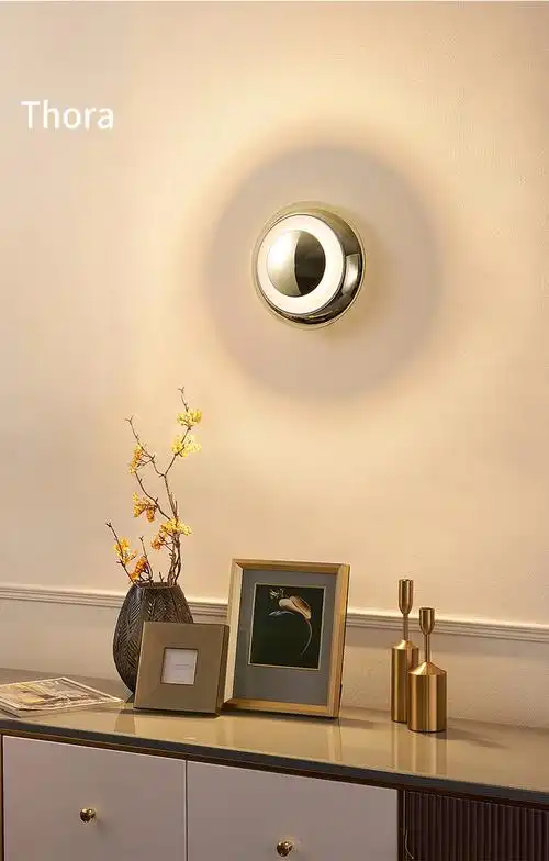 德国柏曼北欧轻奢风壁灯客厅背景墙灯创意柔光卧室床头壁灯镜光金