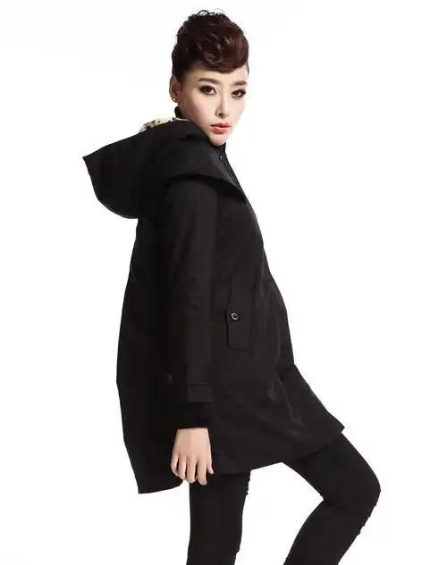 黑色长袖长款棉衣