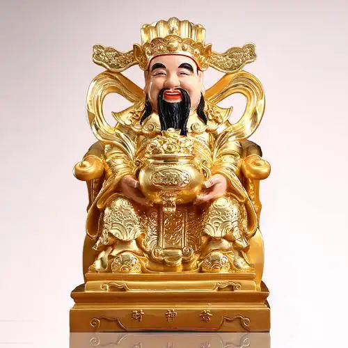 财神爷台湾纯铜贴金佛像店铺开业礼品客厅供奉摆件
