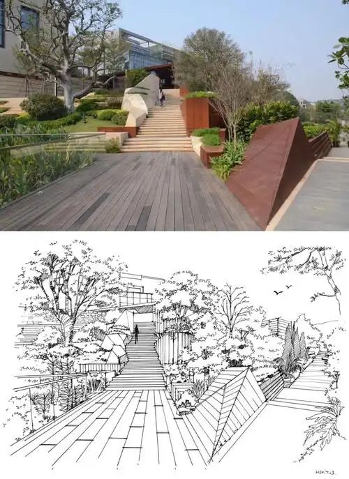 手绘打卡案例10期环艺景观节点设计手绘