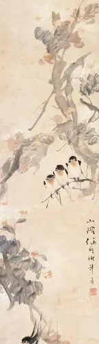 任伯年的春燕飞来了动感传神