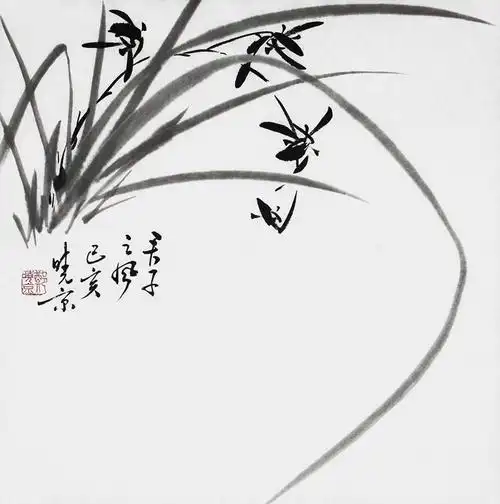 客厅背景墙装饰 名家笔下墨兰图