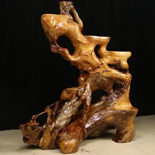 天然根抱石整体拼接香樟樟木实木根雕花架室内根雕花架