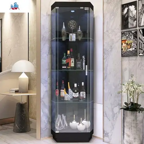 客厅钢化玻璃酒柜现代简约家用展示柜靠墙餐边柜红酒柜餐厅小酒柜泰