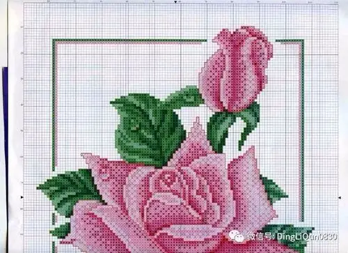 十字绣图一组漂亮的玫瑰花十字绣图案集