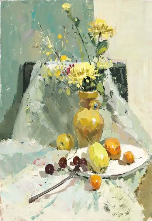 色彩静物花卉类作品(15张),优秀色彩临摹美术作品