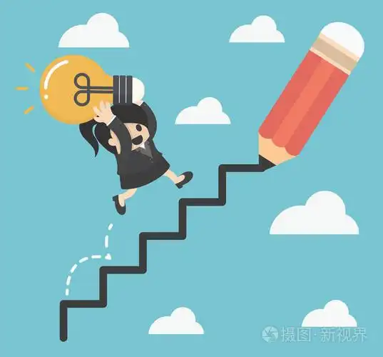 成功阶梯爬上持有的女商人