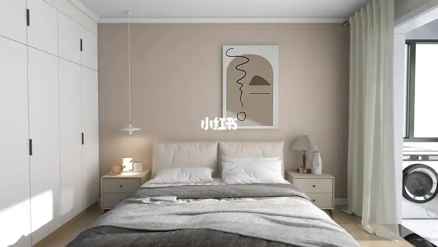 酷家乐日常卧室表现豆沙色乳胶漆