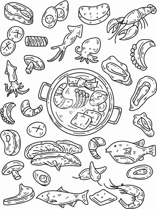 火锅食材简笔画