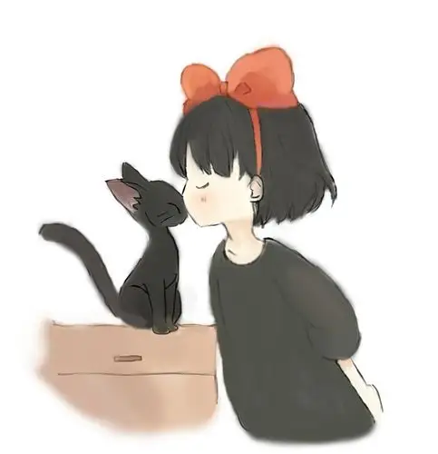 临摹插画猫和女孩