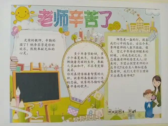 中滩里中心校教师节——"浓浓尊师意,款款爱生情"手抄报活动