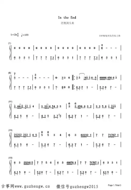 in the end-结果到头来-linkin park(简谱 需改编)