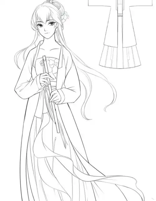 古风手绘素材【古风手绘线稿人物素材】