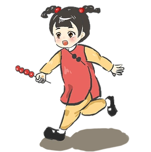 手拿糖葫芦的卡通中国风小孩