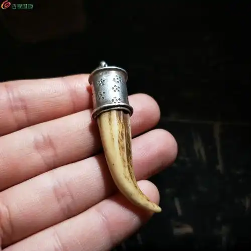 清代 包银麂子角 辟邪平安挂饰