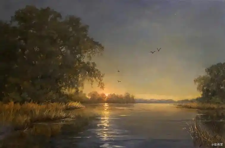 这美国女画家油画笔下的落日晚霞美的一绝太吸引人了