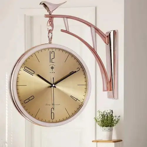 个性时钟挂墙石英钟表北极星20英寸大号客厅双面挂钟静音轻奢欧式