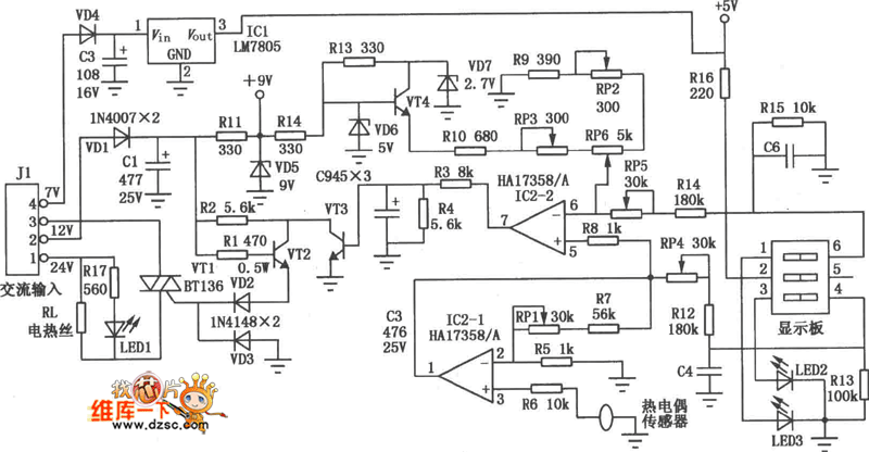 电烙铁恒温控制器电路图