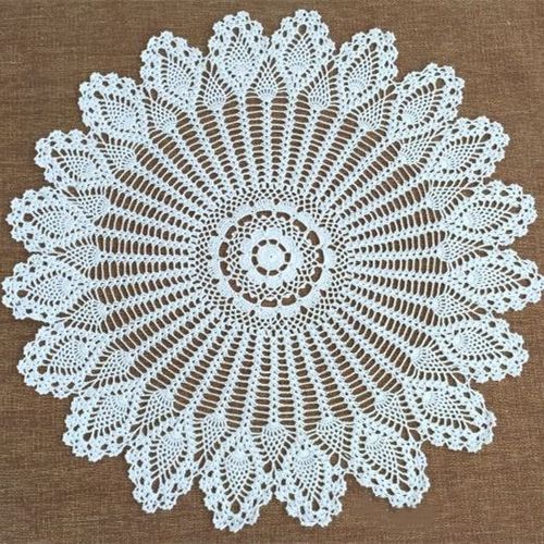 铭汇通手工棉钩针花沙发巾小鱼钩针装饰北欧风格菠萝花圆形桌布灯罩沙