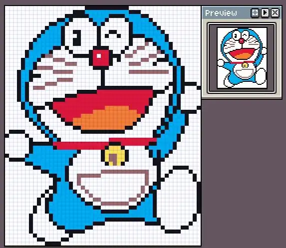 哆啦a梦机器猫小叮当像素画网格画图案