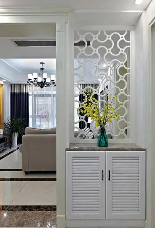 新中式风格房屋木质玄关隔断设计效果图