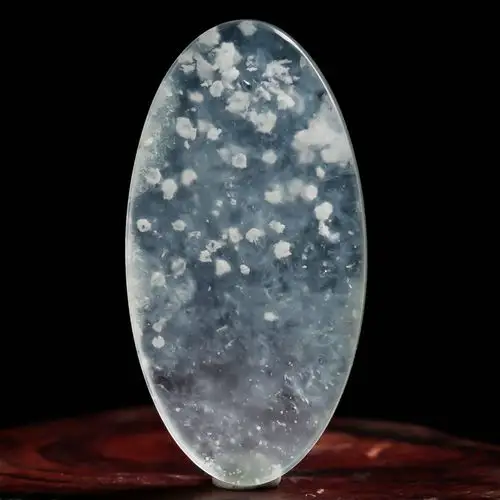 【精品翡翠-四会】翡翠a货冰种木那雪花棉平安无事牌吊坠4.33g