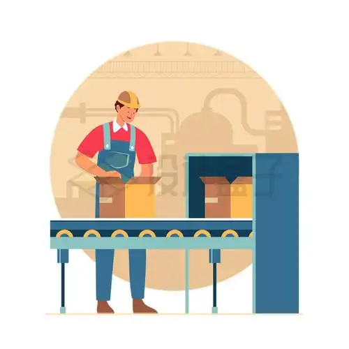 卡通包装工人在流水线上工作五一劳动节劳动人民插画7939611矢量图片