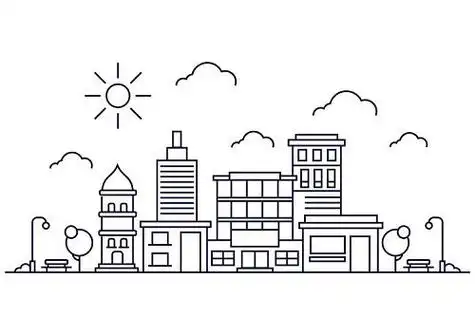 简笔画大厦怎么画城市简笔画 - 美丽又简单的城市风景矢量手绘城市
