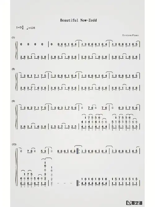 beautifulnow钢琴简谱