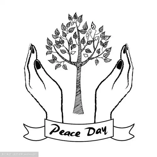 和平日象征用双手呵护大树