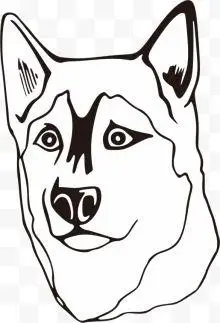 手绘平面狗头
