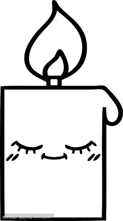 线画卡通点燃蜡烛