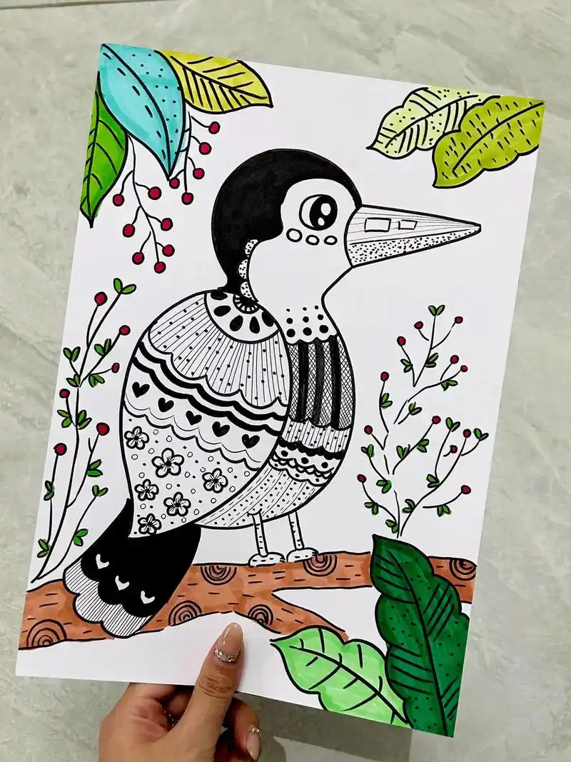 附过程图#黑白线描画 #跟着抖音学画画 #少 - 抖音