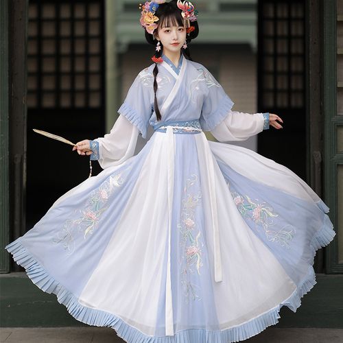 秀巅中国新款春夏襦裙齐腰交领国风半臂原创汉服