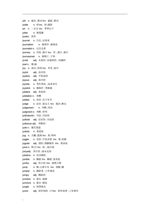 背英文字典的宝典全部以字母j开头的英文单词共4页pdf