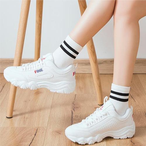 袜子女两道杠中筒运动袜黑白色女生日系百搭条纹袜ins四季款女袜黑色2