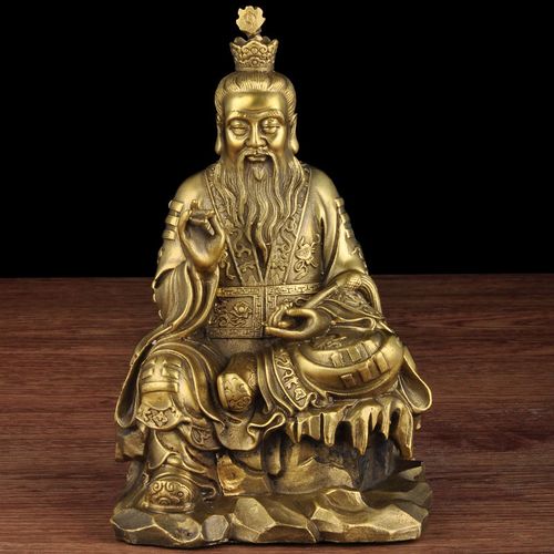 全铜太上老君神像摆件三清道祖像元始天尊道家道教祖师供奉工艺品