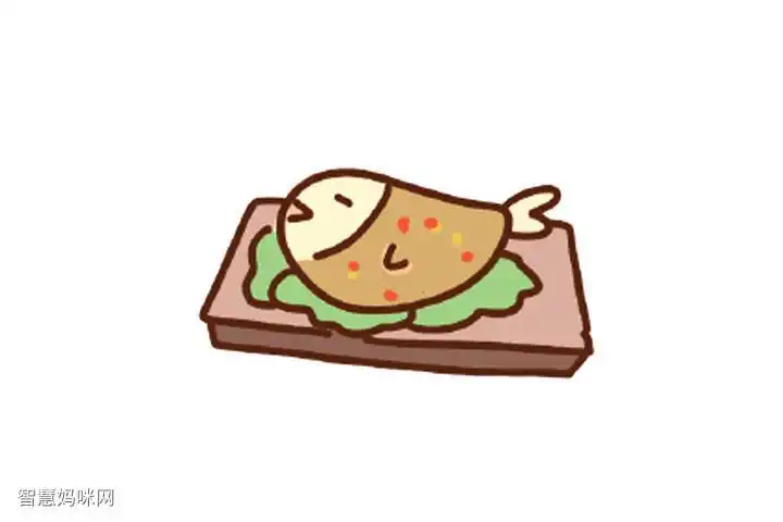 美食简笔画 烤鱼怎么画