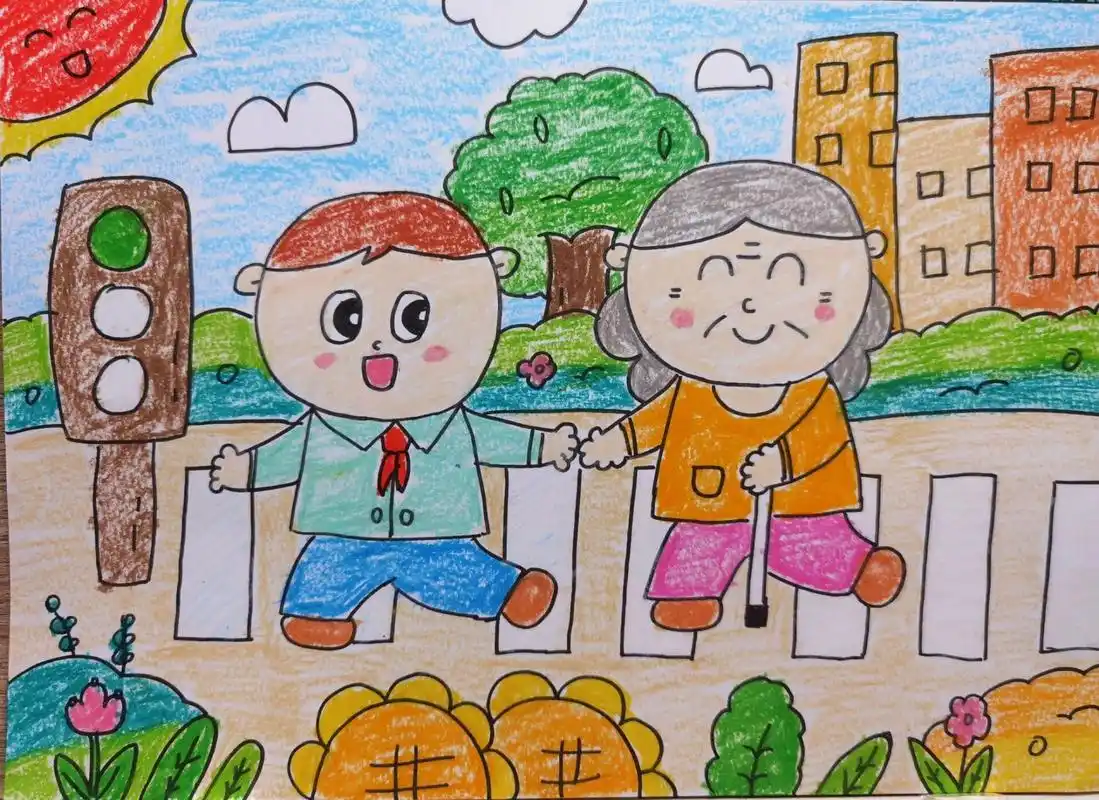 扶老奶奶过马路 原创作品 临摹请留言