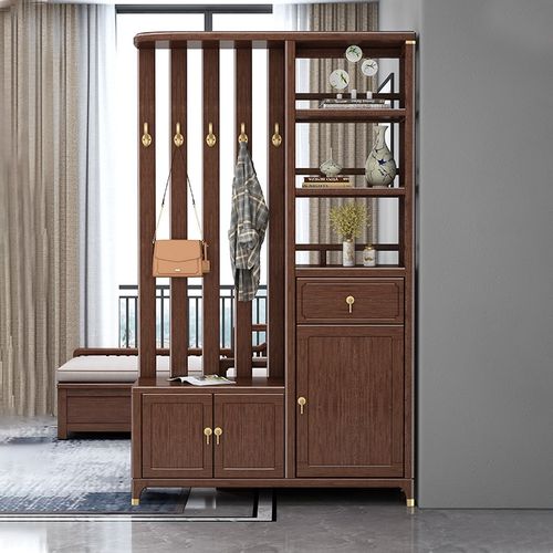 柜北欧胡桃木玄关柜简约门厅屏风玄关柜 【木蜡油/胡桃木】玄关间厅柜