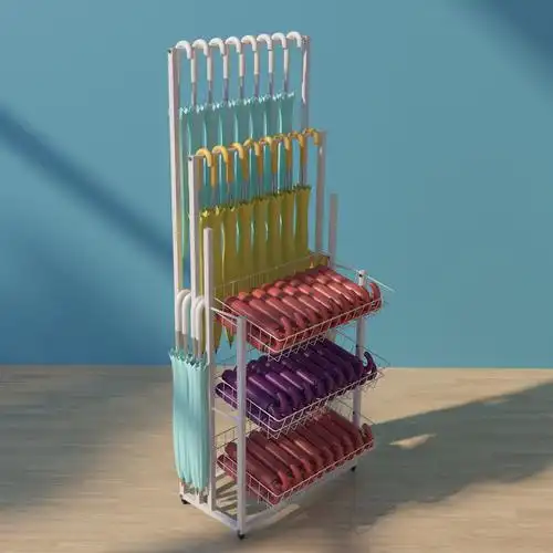 移动雨伞架超市雨伞收纳架miniso名创优品货架太阳伞展示架皮带架