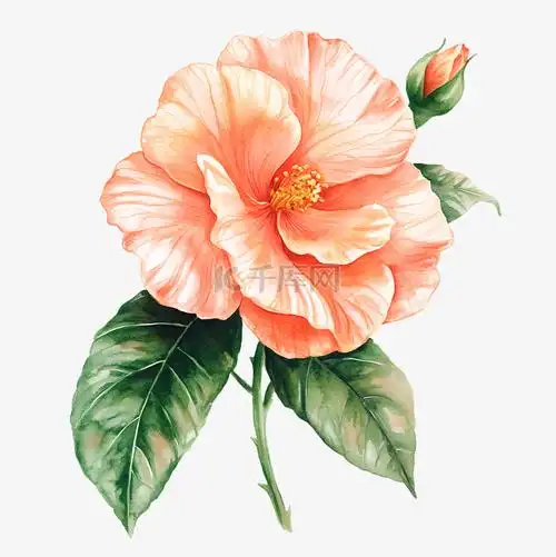 装饰沙漠玫瑰和叶子水彩侧视图免抠图片是千库网设计师制作的卡通手绘