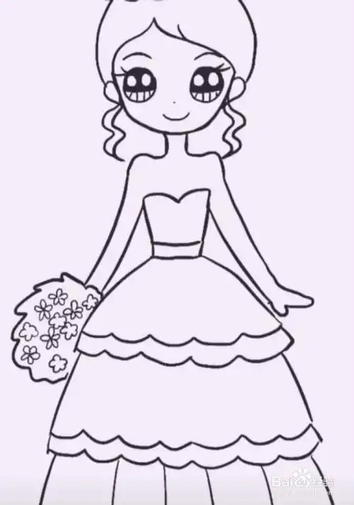 手工/爱好 > 手工艺1 先画出新娘漂亮的脸和部分头发.