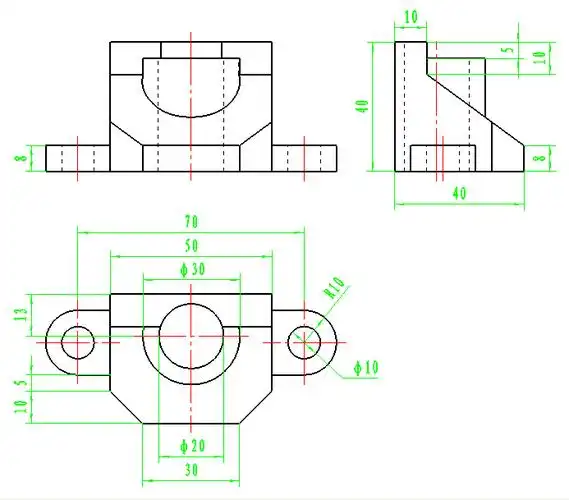 根据轴测图在图纸上画出组合体的三视图,并标出尺寸