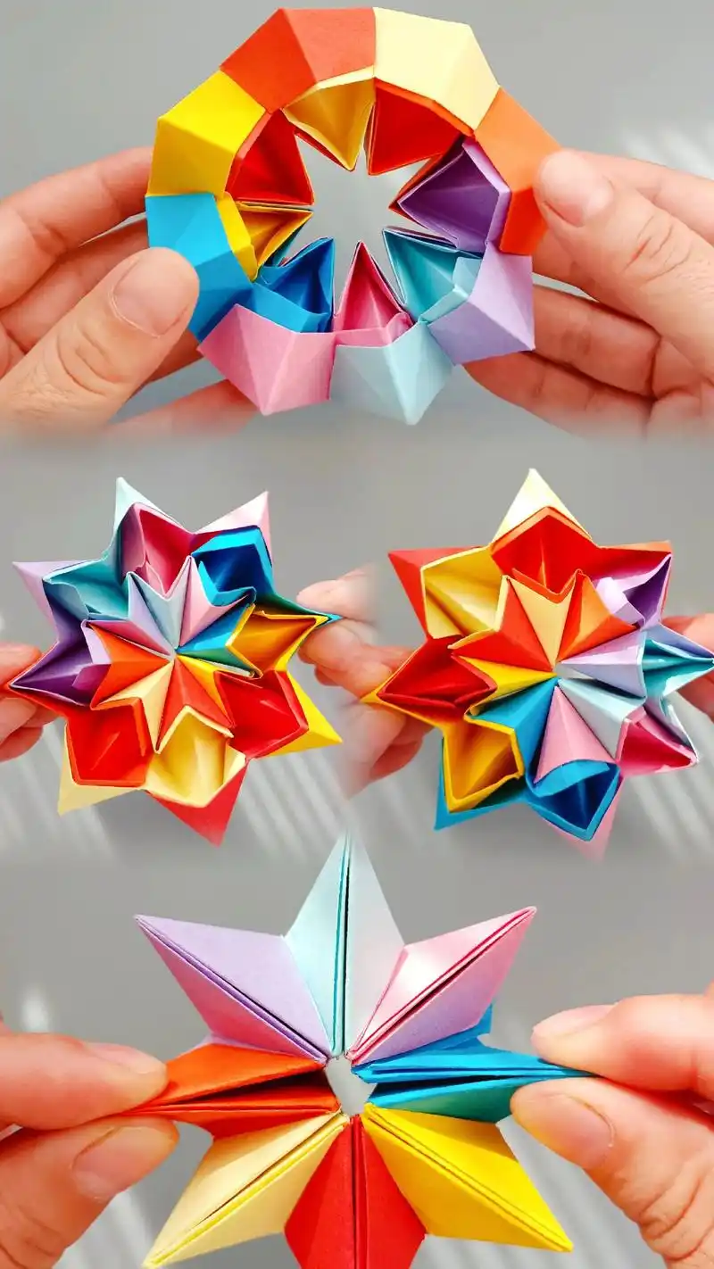 用几张彩纸就能折出好玩的彩纸翻翻乐.